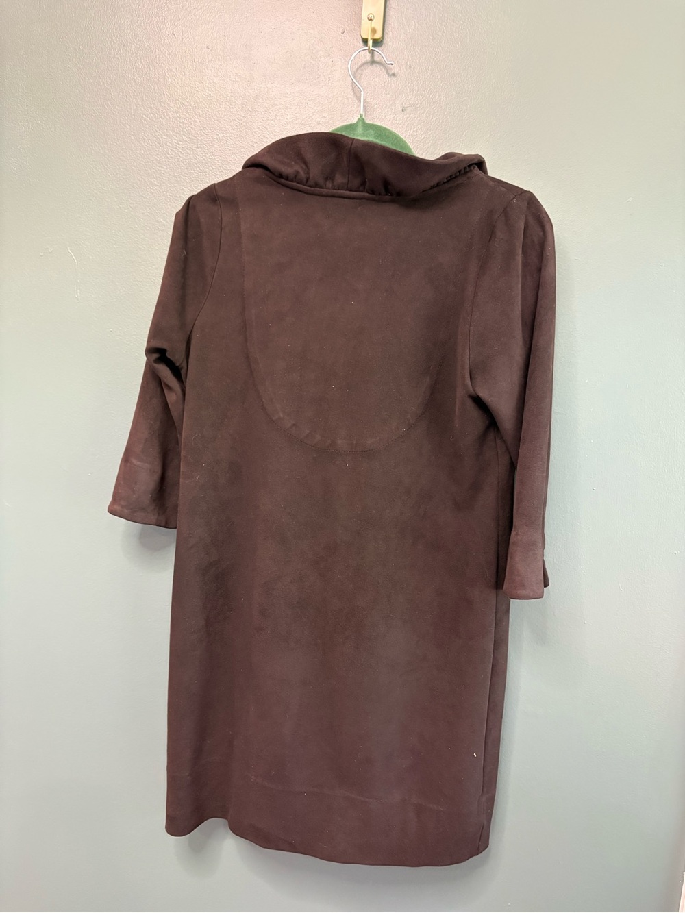 Gretchen Scott Black Faux Suede Ruffle Collar Mod Preppy Tunic Dress Size M - Picture 4 of 4